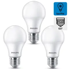PHILIPS - Pack 3 Ampolletas Led Ecohome 10.5 W E27 900 lm Luz Fría
