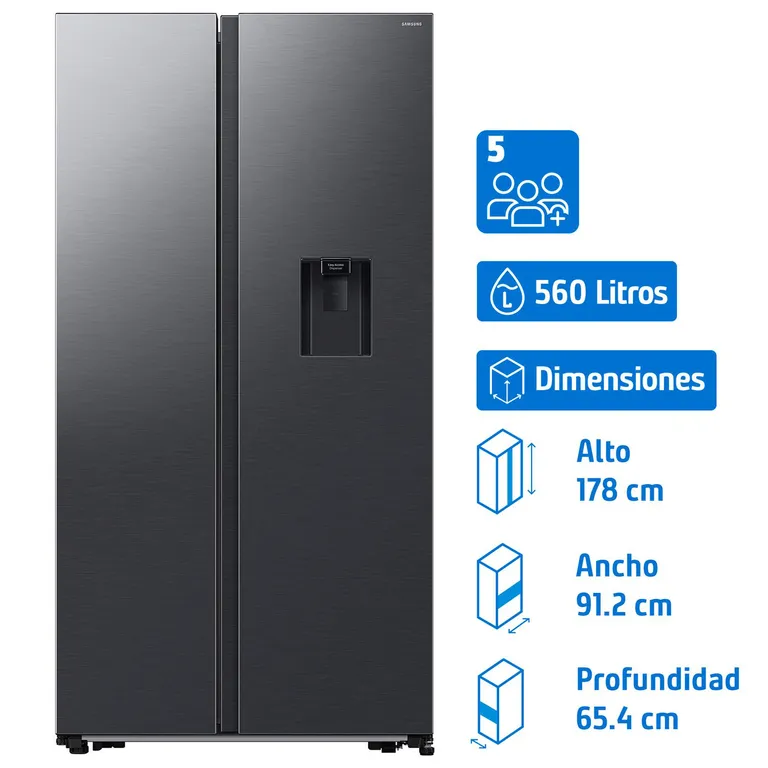 Refrigerador 2 Puertas Side by Side No Frost 560 Litros Negro RS57DG4100B4ZS
