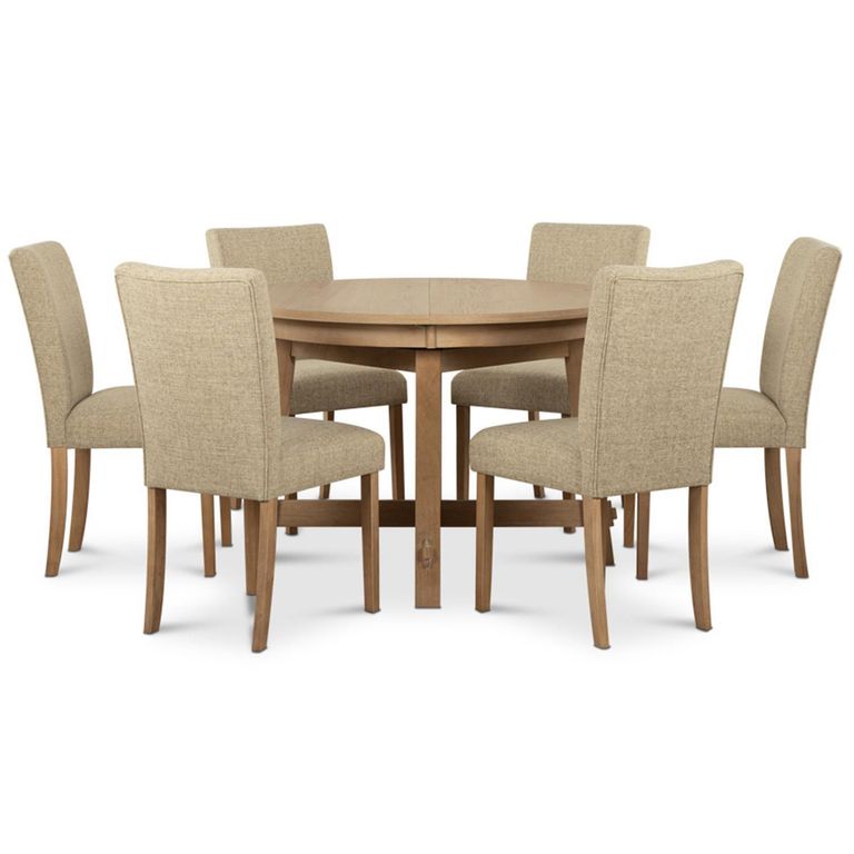 Juego de Comedor Preston 6 Sillas Mesa Redonda 77x100x100 cm Café