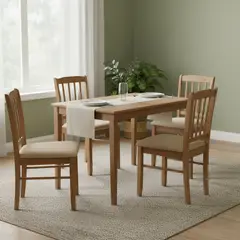 CIC - Juego de Comedor Kansas 4 Sillas Mesa Rectangular 75x71x113 cm Café