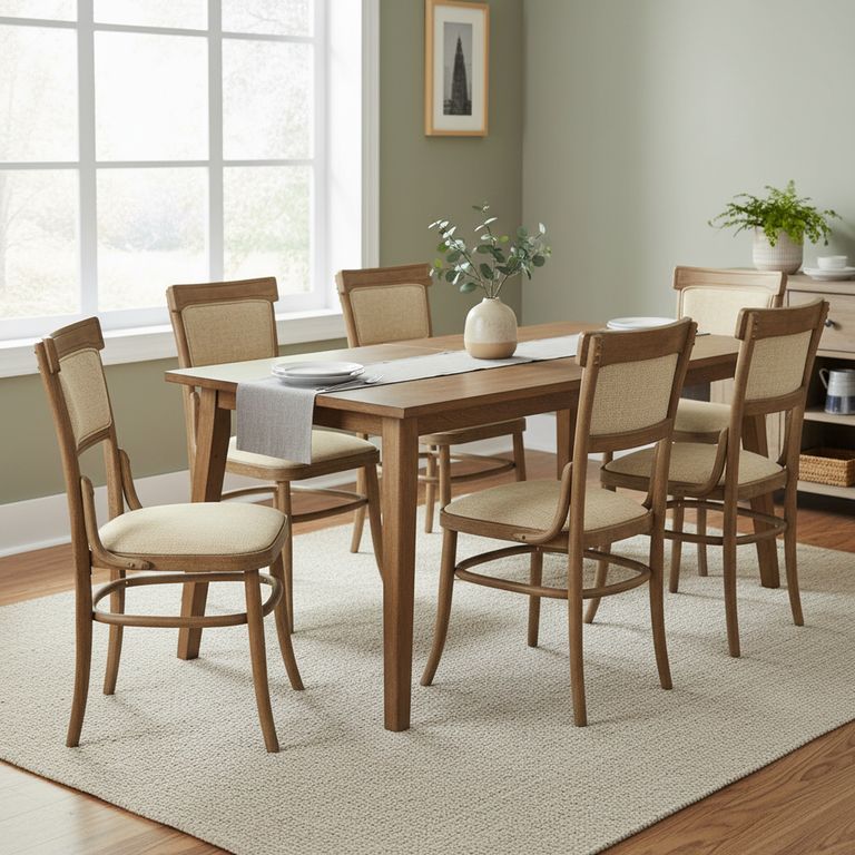 Juego de Comedor Nottingham 6 Sillas Mesa Rectangular Extensible 180-200 cm Walnut