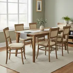 CIC - Juego de Comedor Nottingham 6 Sillas Mesa Rectangular Extensible 180-200 cm Walnut