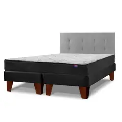 FLEX - Cama Europea Therapedic Plus 2 Plazas 150x200 cm+Respaldo Royal Gris