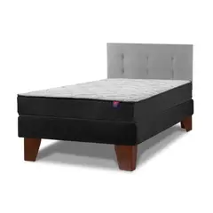 FLEX - Cama Europea Therapedic Plus 1.5 Plazas 105x200 cm+Respaldo Royal Gris
