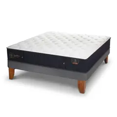 CIC - Cama Full Europea Premium Azul / Blanco
