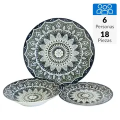 DORAL - Vajilla Gabrielle 18 Piezas Porcelana Allessia Multicolor