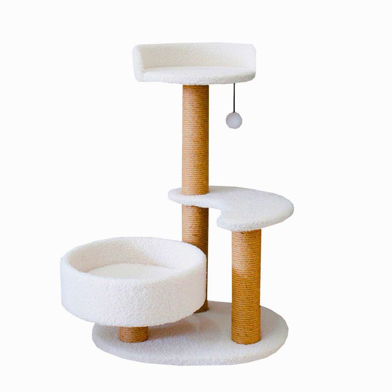 Rascador blanco para gatos 3 niveles