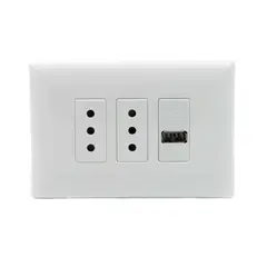 SINTHESI - Enchufe doble 10A + USB armado S17 blanco