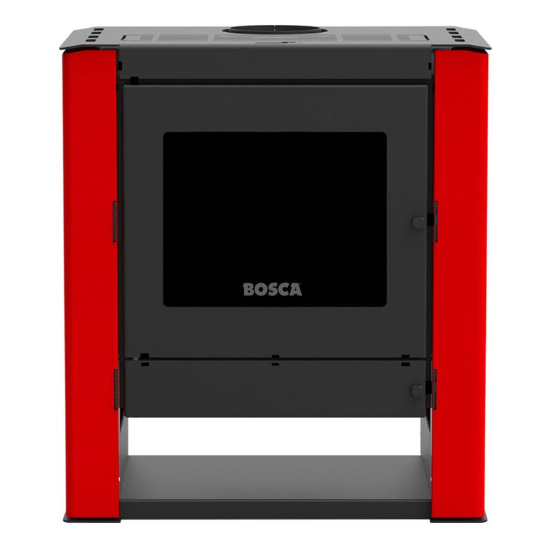 Pack Calefactor Leña Gold 500 Rojo Black Vision + kit de Instalacion Rojo