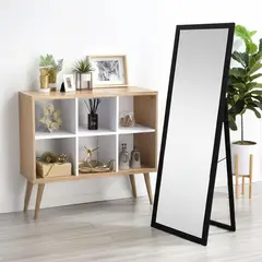 DORAL - Espejo Decorativo Forma Rectangular 46x156 cm Negro Pedestal