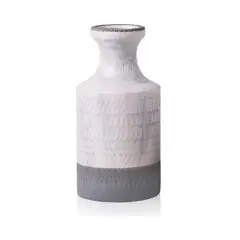 SOHOGAR - Jarrón Cerámica Bicolor Gris/Blanco 7,8x15,8 cm