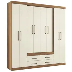 ALTAVISION - Closet 8 Puerta(s) 4 Cajón(es) 11 Repisa(s) 212x217.6x46.3 cm Café Blanco crema