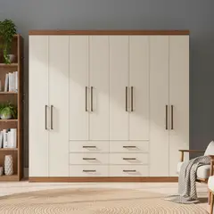 ALTAVISION - Closet 8 Puerta(s) 6 Cajón(es) 12 Repisa(s) 238.8x217.6x46.3 cm Café Blanco crema