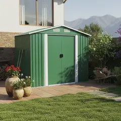 ISUNOR - Bodega metálica de jardín SD-608 GREEN Verde 206x236x174 cm