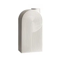 SOHOGAR - Jarrón Cerámica Geometrico 20,8x10,8x6,5 cm Blanco