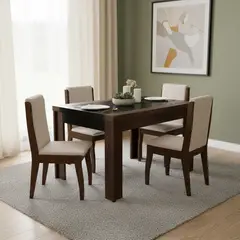 DECOCASA - Juego de comedor Lorenzi 4 Sillas Mesa Rectangular 120x90x77cm Café