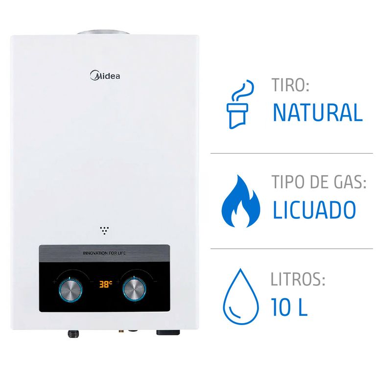 Calefont 10 Litros Gas Licuado Tiro Natural Ionizado