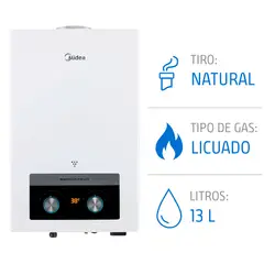 MIDEA - Calefont 13 Litros Gas Licuado Tiro Natural Ionizado