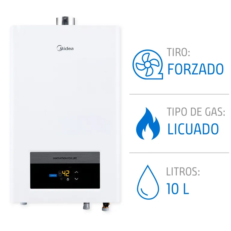 Calefont 10 Litros Gas Licuado Tiro Forzado Ionizado