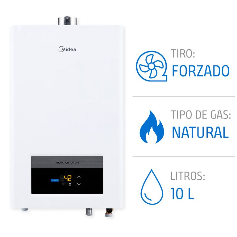Calefont 10 Litros Gas Natural Tiro Forzado Ionizado