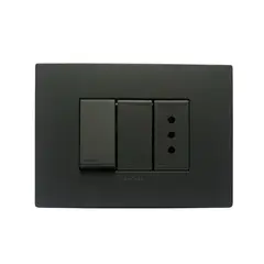 SINTHESI - Interruptor 9/12 + enchufe 10A armado S44 carbon