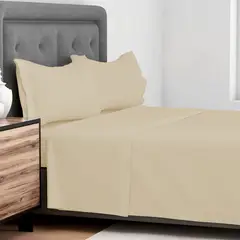 JUST HOME COLLECTION - Sábana Microfibra Lisa 1.5 plazas Beige