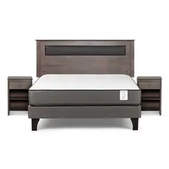 ROSEN - Cama 2 Plazas Europea New Style 2 Plus + Respaldo + 2 Veladores