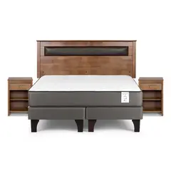 ROSEN - Cama 2 Plazas Europea New Style 2 Plus Base Dividida + Respaldo + 2 Veladores