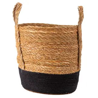 DECOGREEN - Canasto Decorativo Bicolor Con Asa Shiva 28X26 Cm