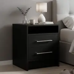 TUHOME - Velador 2 Cajón(es) Eter 40x50.7x37.3 cm Wengue