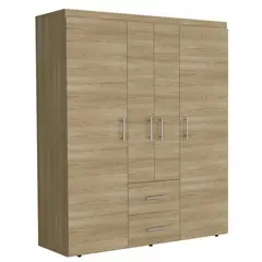 TUHOME - Closet 4 Puerta(s) 2 Cajón(es) 6 Repisa(s) 150.3x177.9x50.4 cm Fresno europeo y wengue
