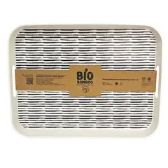DECOGREEN - Bandeja Bambú Rectangular 31x5 cm Blanco/negro