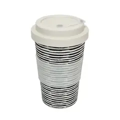 DECOGREEN - Mug 400 ml Fibra de Bambú Rayas Blanco