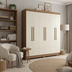ONESSTA - Closet 6 Puerta(s) 2 Cajón(es) 6 Repisa(s) 194.4x214x46 cm Madera Natural