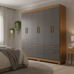 ONESSTA - Closet 8 Puerta(s) 4 Cajón(es) 8 Repisa(s) 194.4x214x46 cm Grafito