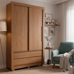 ONESSTA - Closet 2 Puerta(s) 2 Cajón(es) 4 Repisa(s) 140x214x49 cm Jatoba