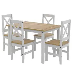 VEKKAHOME - Juego de comedor Lucia 4 Sillas Mesa Rectangular 110x80x75 cm Café