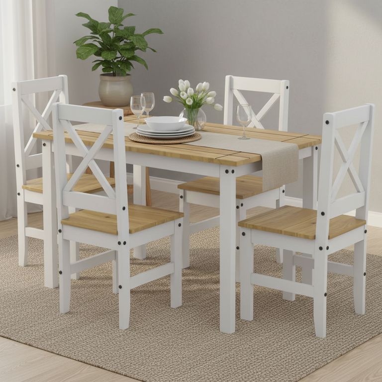 Juego de comedor Lucia 4 Sillas Mesa Rectangular 110x80x75 cm Café