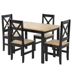 VEKKAHOME - Juego de comedor Lucia 4 Sillas Mesa Rectangular 110x80x75 cm Café