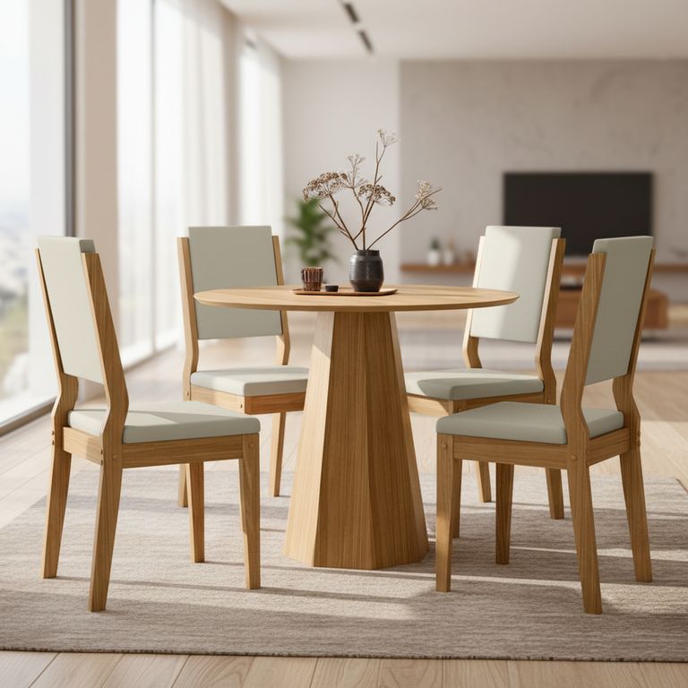 Juego de comedor Isa Carol 4 Sillas Mesa Redonda 100x80 cm Café