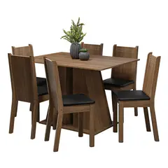 VEKKAHOME - Juego de comedor Angelo Luz 6 Sillas Mesa Rectangular 120x90x78 cm Café