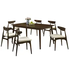 AMUV - Juego de comedor Dali 6 Sillas Mesa Rectangular 150x90x74 cm Café