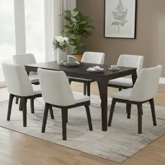 AMUV - Juego de comedor Monet 6 Sillas Mesa Rectangular 150x90x74 cm Café