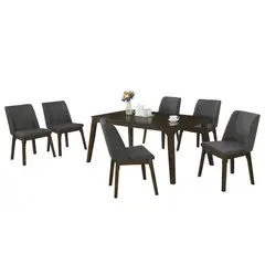 AMUV - Juego de comedor Monet 6 Sillas Mesa Rectangular 150x90x74 cm Madera