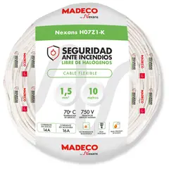 MADECO - Cable Libre de Halógeno 1x1,5 mm2 10 metro(s) Blanco