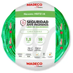 MADECO - Cable Libre de Halógeno 1x1,5 mm2 10 metro(s) Verde
