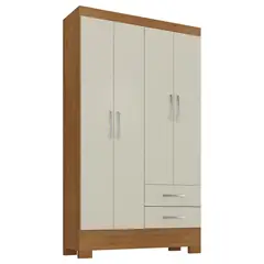 MOBILFRANK - Closet 4 Puerta(s) 2 Cajón(es) 3 Repisa(s) 90.6x180x35 cm Café Canela y Blanco Off White