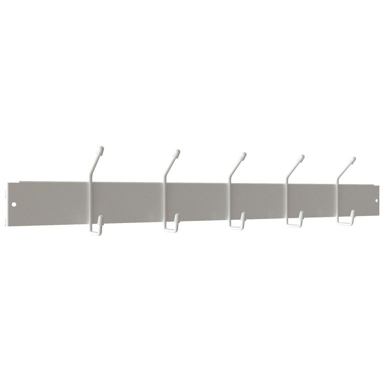 Percha 5 Ganchos para Pilar Ranurado Metal Blanco