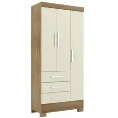ALTAVISION - Closet Palmas Natu 3 Puerta(s) 3 Cajón(es) 4 Repisa(s) 81.7x180x40 cm Blanco Off/Café