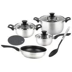 MARMICOC - Batería de cocina 9 Piezas Acero inoxidable Bali Plateado